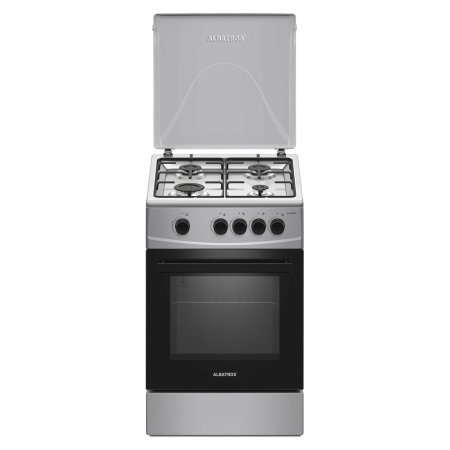 Aragaz Albatros AL452NXS, 50 x 50 cm, 4 arzatoare pe gaz, Cuptor pe gaz, 52 L, inox (laterale argintii) [1]