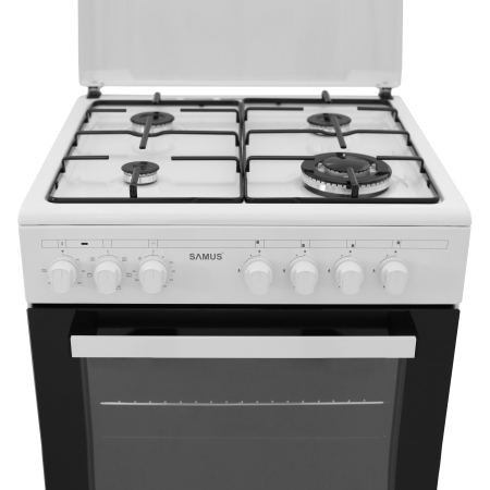 Aragaz cu 4 Arzatoare Gaz  SAMUS 662AENS WHITE, Cuptor electric 56 L, Alb [4]