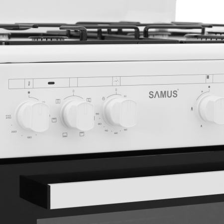 Aragaz cu 4 Arzatoare Gaz  SAMUS 662AENS WHITE, Cuptor electric 56 L, Alb [1]