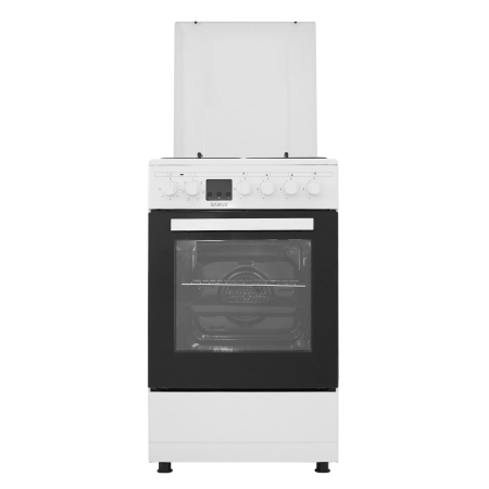 Aragaz electric / gaz Samus SM563AENS, 4 arzatoare pe gaz, cuptor electric, 7 functii, grill, ventilator, timer digital, latime 50 cm, alb [6]