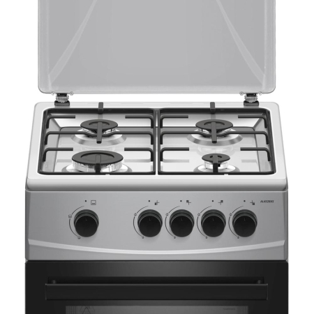 Aragaz pe gaz Albatros AL452BXS, 4 arzatoare, cuptor pe gaz 52 litri, dispozitiv siguranta plita si cuptor, geam dublu la cuptor, capac metalic, latime 50 cm, Argintiu [3]