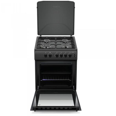 Aragaz pe gaz Samus SM664BPGS Antracit, 4 arzatoare, cuptor pe gaz 70 litri, 1 arzator Wok, aprindere electrica, dispozitiv siguranta plita si cuptor, timer, grill, latime 60 cm, negru [1]