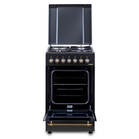 Aragaz rustic Samus SR550EL3B1, 3 arzatoare pe gaz + 1 electric, cuptor electric, 48 L, 3 functii, aprindere electrica, Timer mecanic, Aprindere eletrica, Negru [2]