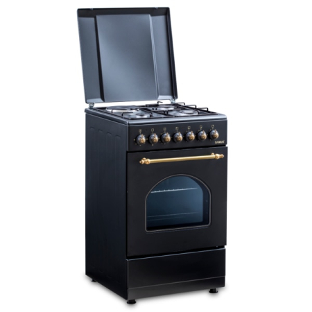Aragaz rustic Samus SR550EL3B1, 3 arzatoare pe gaz + 1 electric, cuptor electric, 48 L, 3 functii, aprindere electrica, Timer mecanic, Aprindere eletrica, Negru [4]