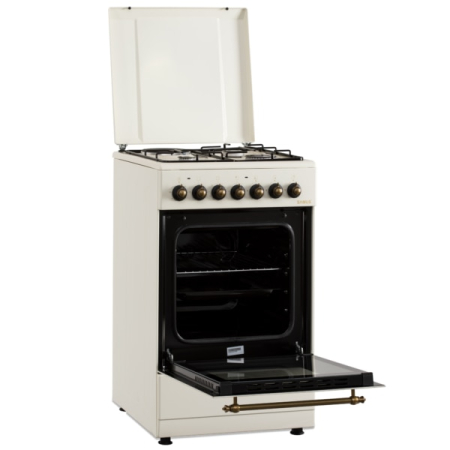 Aragaz Rustic Samus SR550EL3C1, 3 arzatoare pe gaz + 1 electric, Aprindere electrica, Cuptor electric, 48 l, 3 functii, 2200 W, timer mecanic, Beige [3]