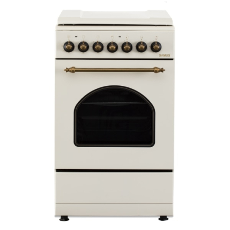 Aragaz Rustic Samus SR550EL3C1, 3 arzatoare pe gaz + 1 electric, Aprindere electrica, Cuptor electric, 48 l, 3 functii, 2200 W, timer mecanic, Beige [1]