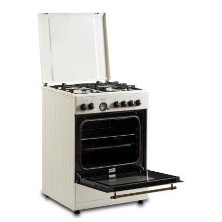 Aragaz Rustic Samus SR660EL1CW, 4 arzatoare gaz ( 1 wok), cuptor electric, 6 functii, 56 l, aprindere electrica, grill, ventilator, timer, Crem [5]