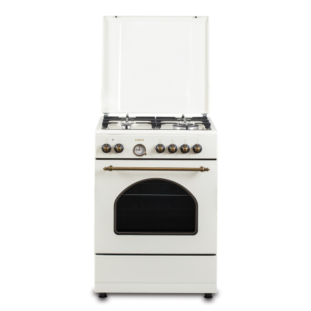 Aragazuri - Aragaz Rustic Samus SR660EL1CW, 4 arzatoare gaz ( 1 wok), cuptor electric, 6 functii, 56 l, aprindere electrica, grill, ventilator, timer, Crem