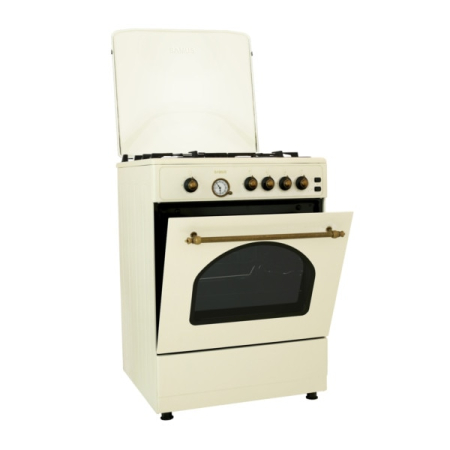 Aragaz rustic Samus SR660G4C1, 4 arzatoare, cuptor pe gaz, 55 L, gratare fonta, Bej [1]