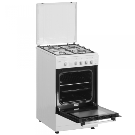 Aragaz Samus SM450APBS, 4 Arzatoare, Cuptor gaz, Aprindere electrica plita, Alb [1]
