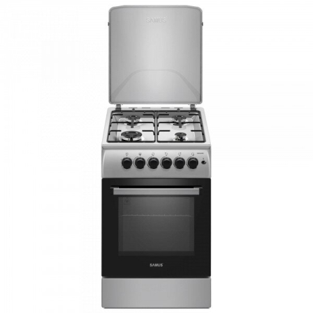 Aragazuri - Aragaz Samus SM561XPBS, 4 Arzatoare gaz, Cuptor gaz, Aprindere electrica plita, Timer, Inox-Argintiu