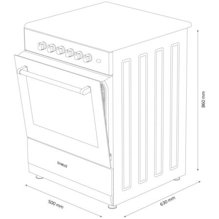 Aragaz Samus SM561XPBS, 4 Arzatoare gaz, Cuptor gaz, Aprindere electrica plita, Timer, Inox-Argintiu [4]