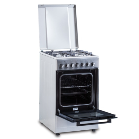 Aragaz Samus SM562AENS1 INOX, 4 arzatoare gaz, Gratare fonta, 7 functii, Cuptor electric, Aprindere electrica, Ventilator, Timer mecanic, Inox [2]