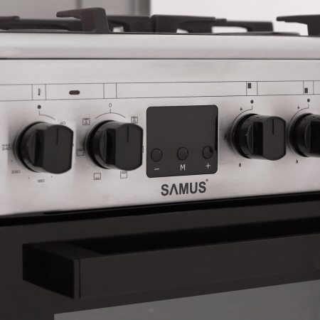 Aragaz Samus SM563AENS, 4 Arzatoare Gaz, Cuptor electric, 43 L, 7 Functii, Grill, Aprindere electrica, Inox [2]