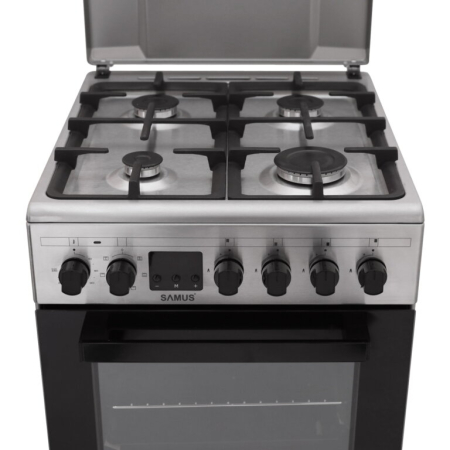 Aragaz Samus SM563AENS, 4 Arzatoare Gaz, Cuptor electric, 43 L, 7 Functii, Grill, Aprindere electrica, Inox [3]