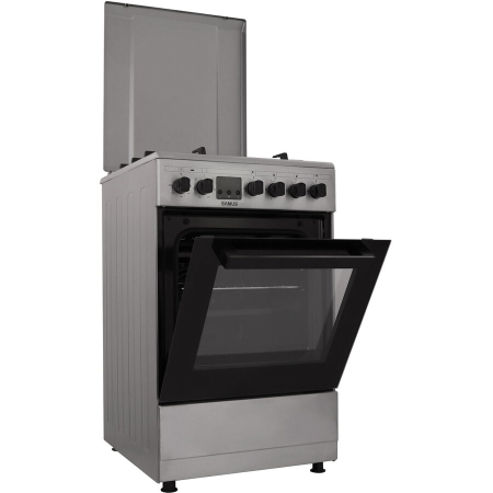 Aragaz Samus SM563AENS, 4 Arzatoare Gaz, Cuptor electric, 43 L, 7 Functii, Grill, Aprindere electrica, Inox [1]