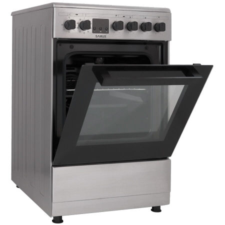 Aragaz Samus SM564VTE INOX, Electric, 4 arzatoare, 10 functii cuptor, grill, convectie 3D, timer digital, lumina interioara, inox [1]