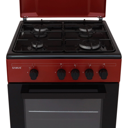 Aragaz Samus SM566APGS, 4 Arzatoare gaz, Cuptor Gaz, 49 L, Burgundy/Negru [3]