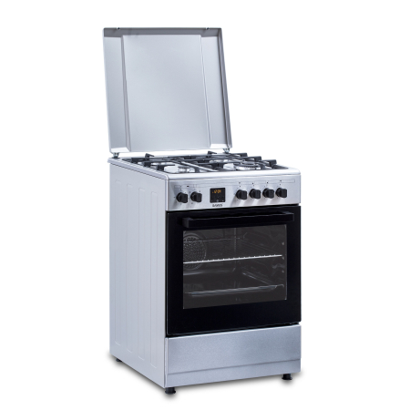 Aragaz Samus SM663AENS1 INOX, 4 arzatoare gaz, cuptor electric, 56 L, 7 functii, Ventilator, Grill, Timer digital, Inox [6]