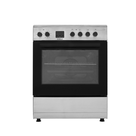 Aragazuri - Aragaz Samus SM664VTE, Plita vitroceramica, 4 zone de gatit, 10 functii cuptor, Grill, Convectie 3D, 56 L, Timer, Inox