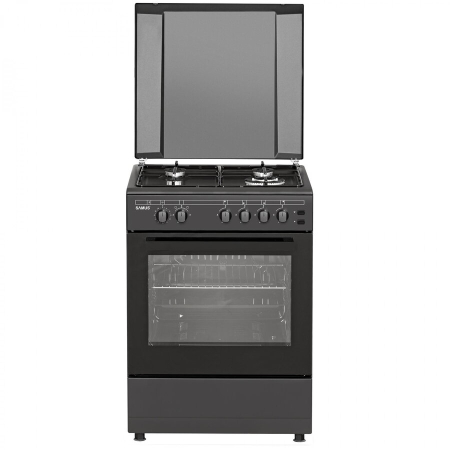 ELECTROCASNICE - Aragaz Samus SM667APGS, 4 Arzatoare Gaz, Cuptor Gaz, 56 L, Grill, Timer mecanic, Antracit