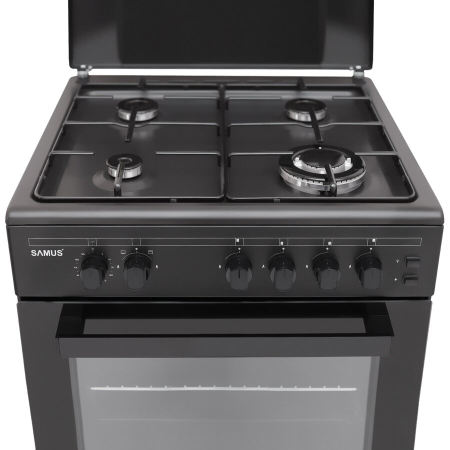 Aragaz Samus SM667APGS, 4 Arzatoare Gaz, Cuptor Gaz, 56 L, Grill, Timer mecanic, Antracit [7]