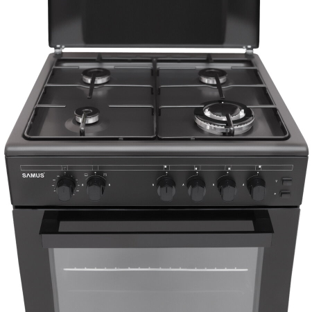 Aragaz Samus SM667APGS, 4 Arzatoare Gaz, Cuptor Gaz, 56 L, Grill, Timer mecanic, Antracit [3]