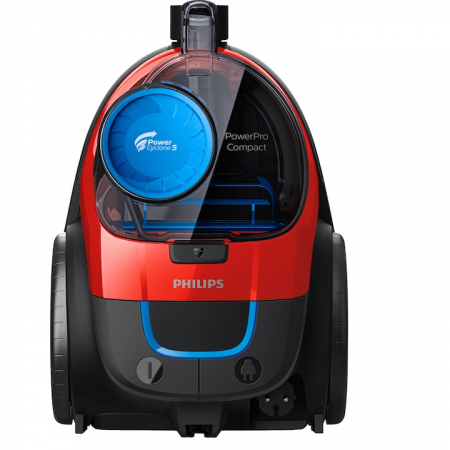 Aspirator fara sac Philips PowerPro Compact FC9330/09, 750W, PowerCyclone 5, perii triactive, parchet, filtru anti-alergic ECARF, rosu [2]