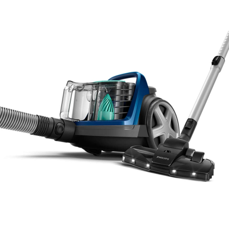 Aspirator fara sac Philips Seria 5000 FC9557/09, tehnologie PowerCyclone 7, 900W, filtru alergenic H13, cap de aspirare Triactive + LED, perie miniTurbo pentru parul animalelor, Albastru [3]