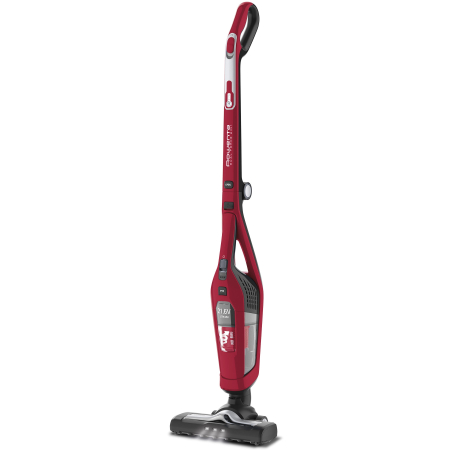 ELECTROCASNICE - Aspirator vertical fara fir Rowenta Dual Force 2 in 1 RH6753WO, 48W, 21.6V, 0.6L, autonomie 75 min, perie de aspirare cu LED rotativa, maner pliabil, rosu
