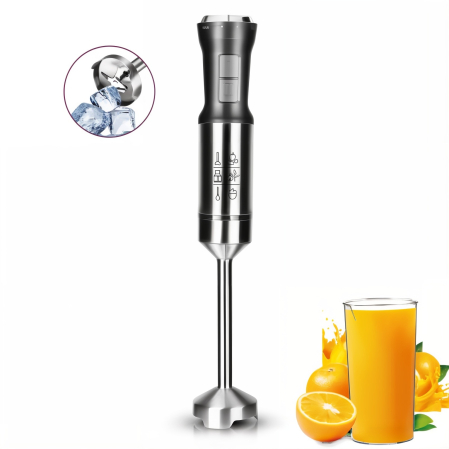 Mixere si tocatoare - Blender de mână Hoffmans HM-8025, 1000W, 21 viteze, 4 lame inox, picior inox 304, anti-stropire, Argintiu