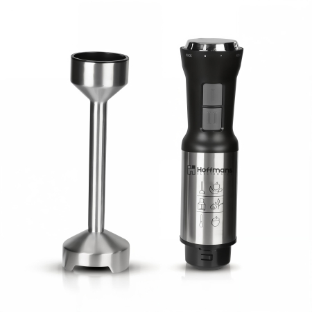 Blender de mână Hoffmans HM-8025, 1000W, 21 viteze, 4 lame inox, picior inox 304, anti-stropire, Argintiu [2]