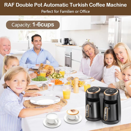 Cafetieră Electrică RAF R-145, 600W, Capacitate 600 ml, Sistem Dublu de Încălzire, Pentru Până la 6 Cești, Aparat de Preparat Cafea Turcească și Grecească, Compact și Practic [6]