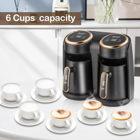 Cafetieră Electrică RAF R-145, 600W, Capacitate 600 ml, Sistem Dublu de Încălzire, Pentru Până la 6 Cești, Aparat de Preparat Cafea Turcească și Grecească, Compact și Practic [1]