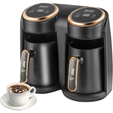 Cafetiere - Cafetieră Electrică RAF R-145, 600W, Capacitate 600 ml, Sistem Dublu de Încălzire, Pentru Până la 6 Cești, Aparat de Preparat Cafea Turcească și Grecească, Compact și Practic