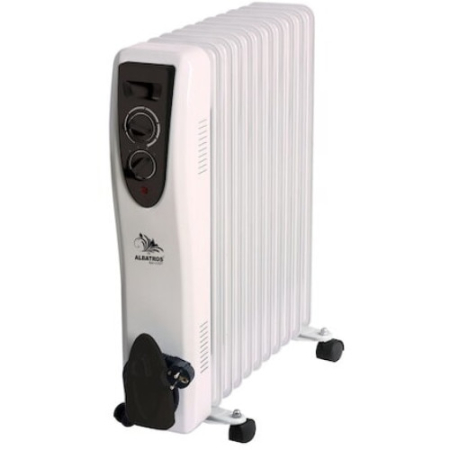 CLIMATIZARE - Calorifer electric cu ulei Albatros RA-11ST, 3 viteze, 2500 W, 52 x 29 x 61.5 cm, 11 elementi, termostat reglabil, rotite pentru deplasare, loc infasurare cablu, alb