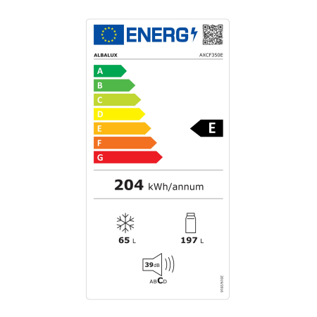 Combina frigorifica Albalux AXCF350E, 262 L, Clasa energetica E, Termostat reglabil, 2 sertare congelator, H 177.3 cm, Alb [2]