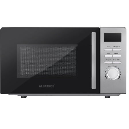 Cuptor cu microunde Albatros MWA-20D4B, 20 L, 700 W, 5 Nivele de putere, 8 Programe de preparare, Dezghetare, Digital, Negru/ Argintiu [3]