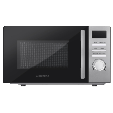 ELECTROCASNICE - Cuptor cu microunde Albatros MWA-20D4B, 20 L, 700 W, 5 Nivele de putere, 8 Programe de preparare, Dezghetare, Digital, Negru/ Argintiu
