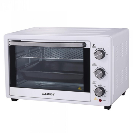 ELECTROCASNICE - Cuptor electric Albatros A35W2, 35 litri, 1500 W, 4 programe, timer, functie Stay On, geam dublu, alb
