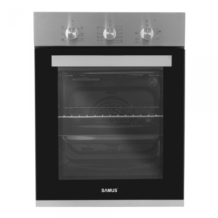 ELECTROCASNICE - Cuptor electric incorporabil Samus SC456GTXV, clasa A, 43 litri, 6 functii, grill, ventilatie, timer mecanic, panou control din inox, 1900 W, argintiu