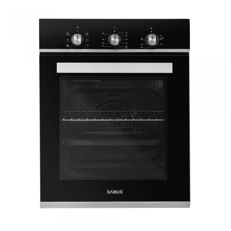 ELECTROCASNICE - Cuptor electric incorporabil Samus SC457GTBV, clasa A, 43 litri, 6 functii, grill, ventilatie, timer mecanic, panou control din sticla, 1900 W, negru