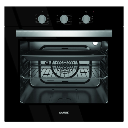 Cuptoare incorporabile - Cuptor electric incorporabil Samus SC618TGV, clasa A, 58 litri, 6 functii, grill, ventilator, timer, 2200 W, negru