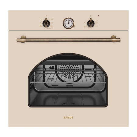 Cuptoare incorporabile - Cuptor electric incorporabil Samus SC620VTV, clasa A, 58 litri, 6 functii, grill, ventilator, timer, design vintage, 2200 W, bej