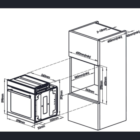 Cuptor electric incorporabil Samus SC623GX5, clasa A, 75 litri, 5 functii, grill, ventilator, timer, 2000 W, negru + argintiu [3]