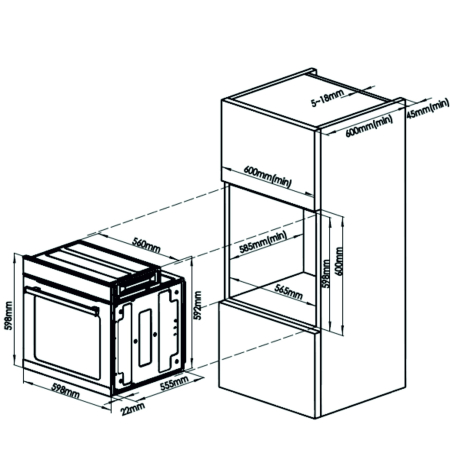 Cuptor electric incorporabil Samus SC625GDX5, clasa A, 75 litri, 5 functii, semi-grill, ventilator convectie, functie dezghetare, temporizator, display digital, 2000 W, negru [2]