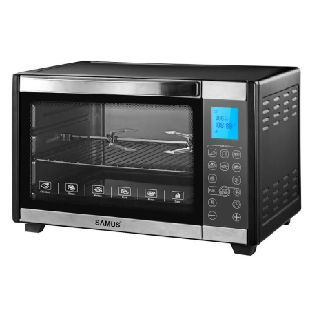 Cuptoare electrice - Cuptor electric Samus CSD-45BRC2, 45 litri, 2000 W, 8 programe, rotisor, convectie, dezghetare, functie mentinere la cald, afisaj electronic, timer, negru