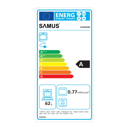 Cuptor incorporabil Samus SC620G4B, 62 l, 2200 W, Grill, 4 functii, Iluminare interioara, Negru [5]