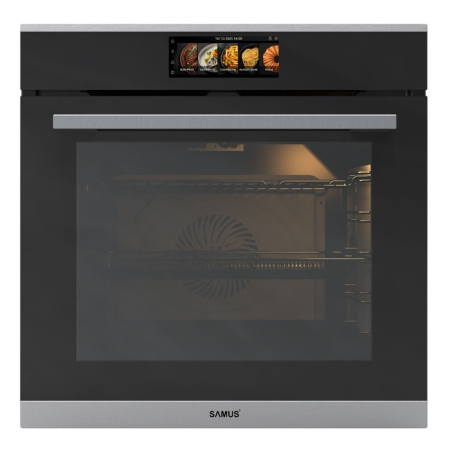 ELECTROCASNICE - Cuptor incorporabil Samus SC634GDT15H, 74 L, Grill Electric, 15 functii de gatire, Curatare catalitica, Ventilator, Timer Digital, Negru
