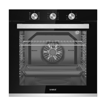 Cuptoare incorporabile - Cuptor Incorporabil Samus SC8180BGTV3D, 80 l, 8 Functii + Gatire 3D, 2500 W, Grill ellectric, Ventilator, Clasa energetica A, Timer, Negru/Inox